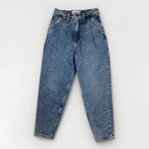 Abercrombie & Fitch Mom Jeans High Rise Acid Wash Denim Pleated Size 26